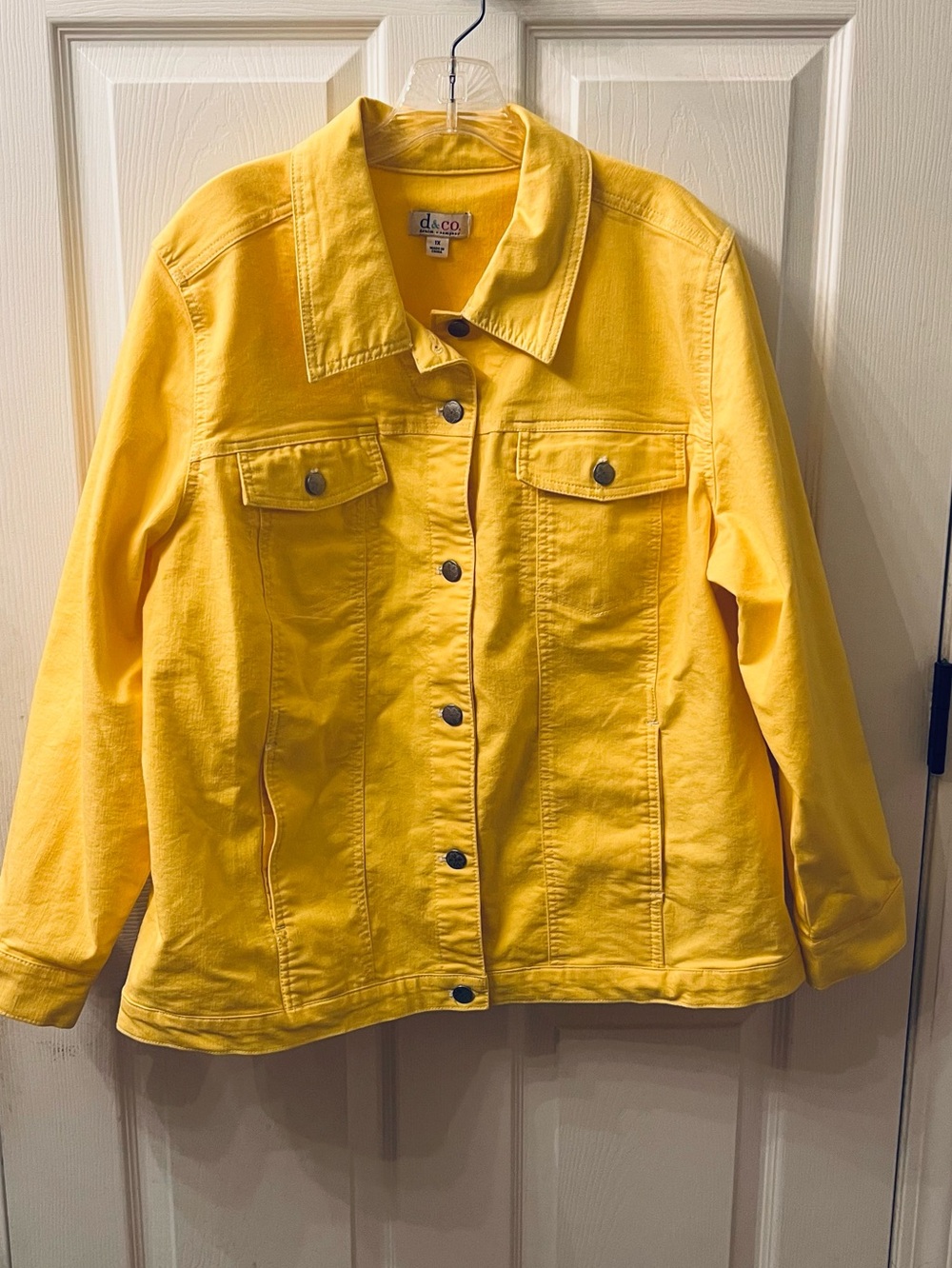 Denim & Co. Modern Stretch Button Front Denim Jacket Bright Yellow 1X XXL NWOT